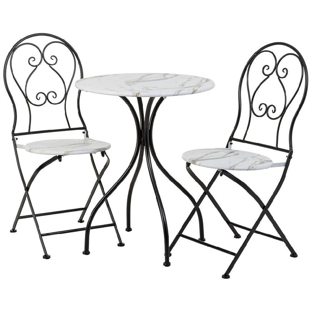 Creaciones meng MUEBLE - CONJUNTOS DE JARDÍN - conjunto mesa y 2 sillas de forja negro