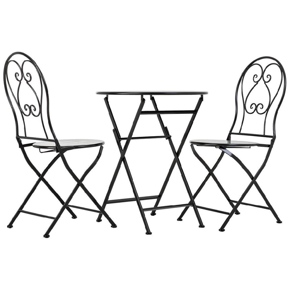 Creaciones meng MUEBLE - CONJUNTOS DE JARDÍN - conjunto mesa y 2 sillas de forja negro Promoción trimestral