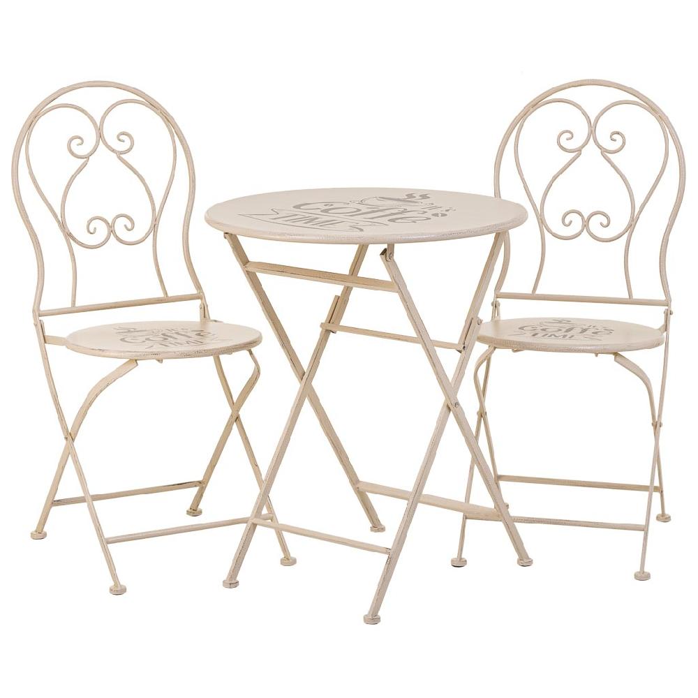 Creaciones meng MUEBLE - CONJUNTOS DE JARDÍN - conjunto mesa y 2 sillas de forja blanco