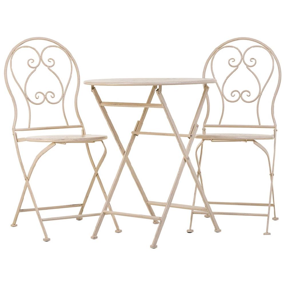 Creaciones meng MUEBLE - CONJUNTOS DE JARDÍN - conjunto mesa y 2 sillas de forja blanco Solo queda un día
