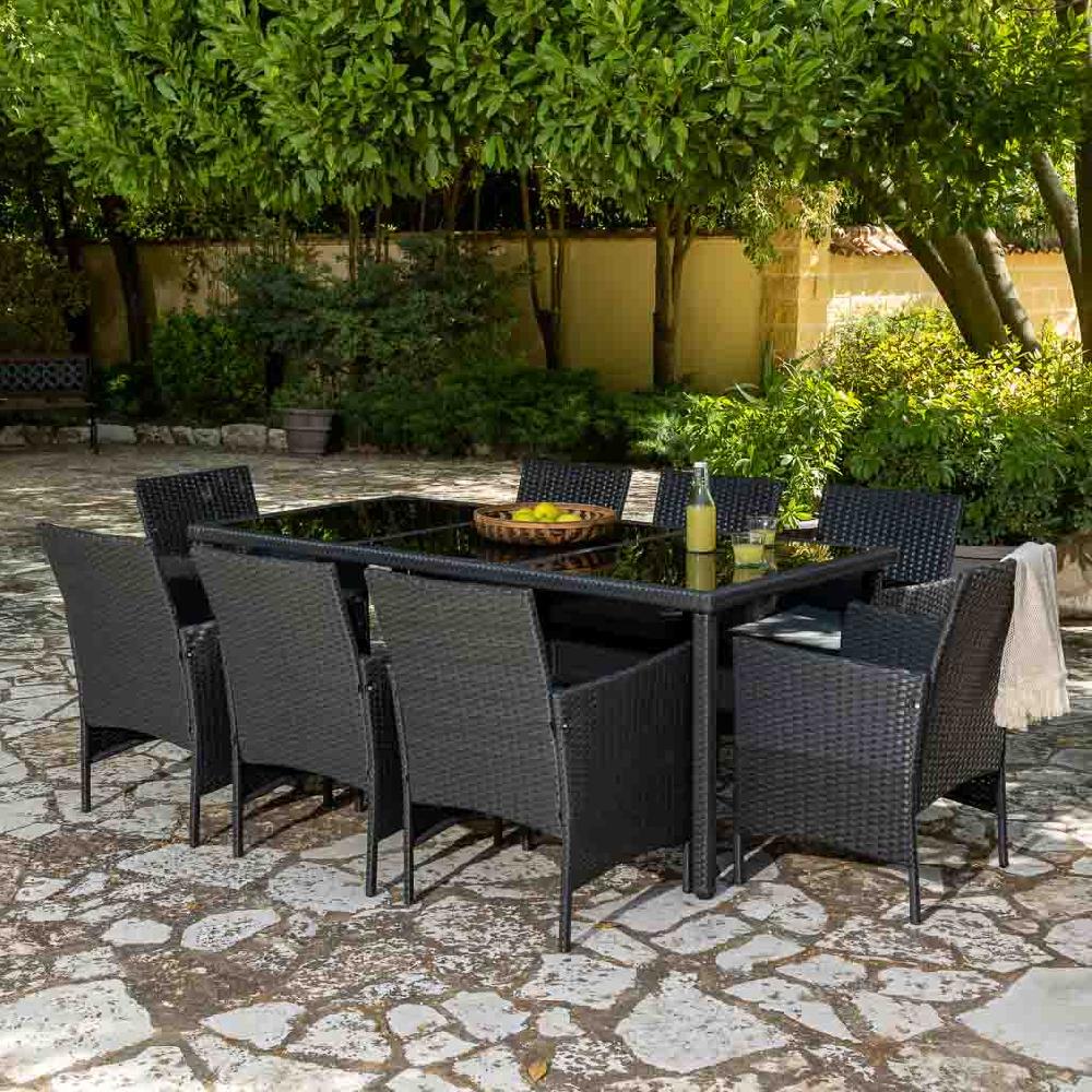 Creaciones meng MUEBLE - CONJUNTOS DE JARDÍN - kit conjunto de mesa y 8 sillas Liquidación