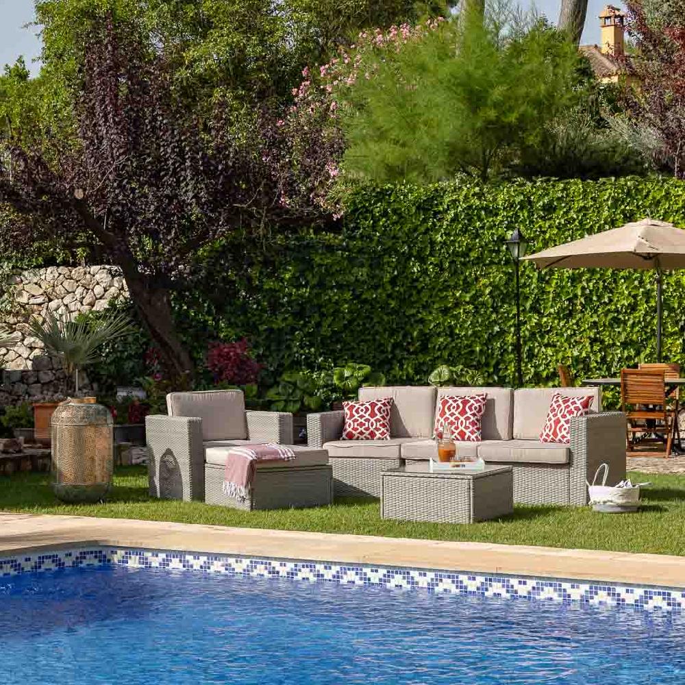 Creaciones meng MUEBLE - CONJUNTOS DE JARDÍN - kit conjunto mesa sofa sillon y reposapies Tienda de fábrica