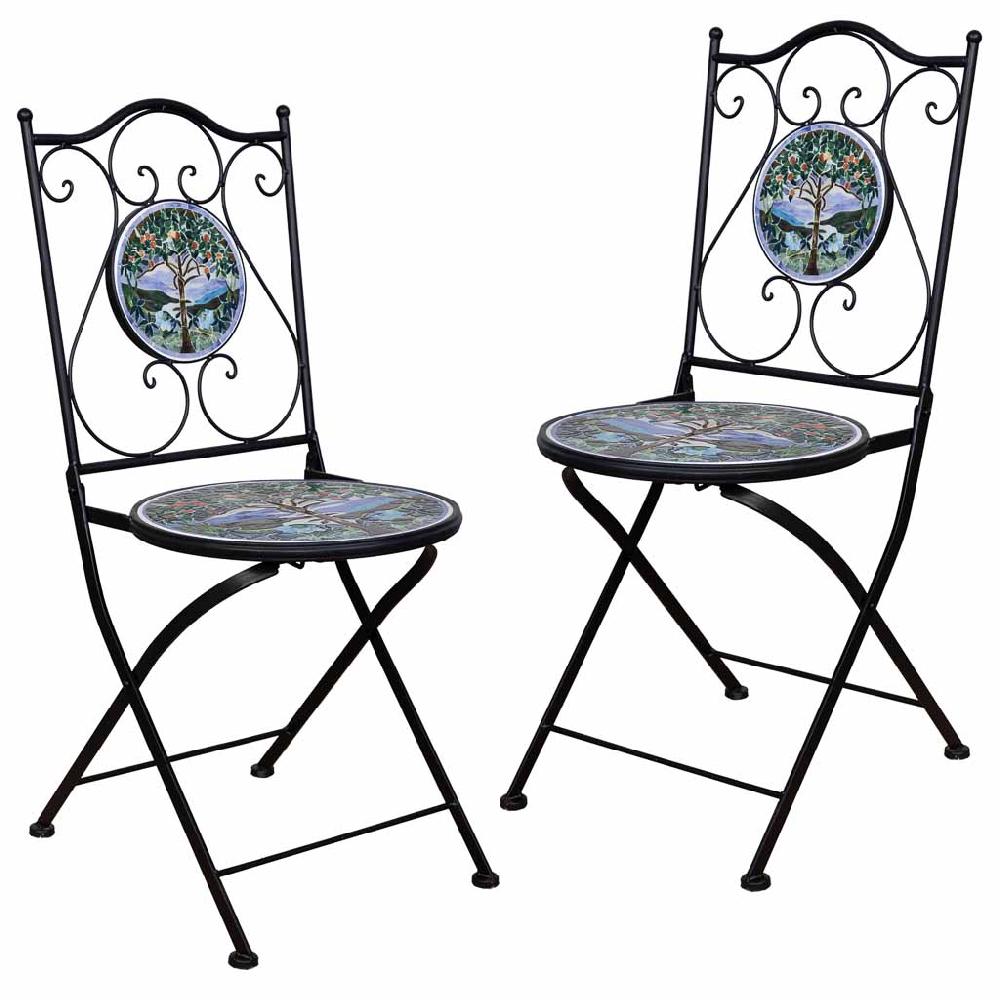 Creaciones meng MUEBLE - CONJUNTOS DE JARDÍN - dos sillas de forja y mosaico