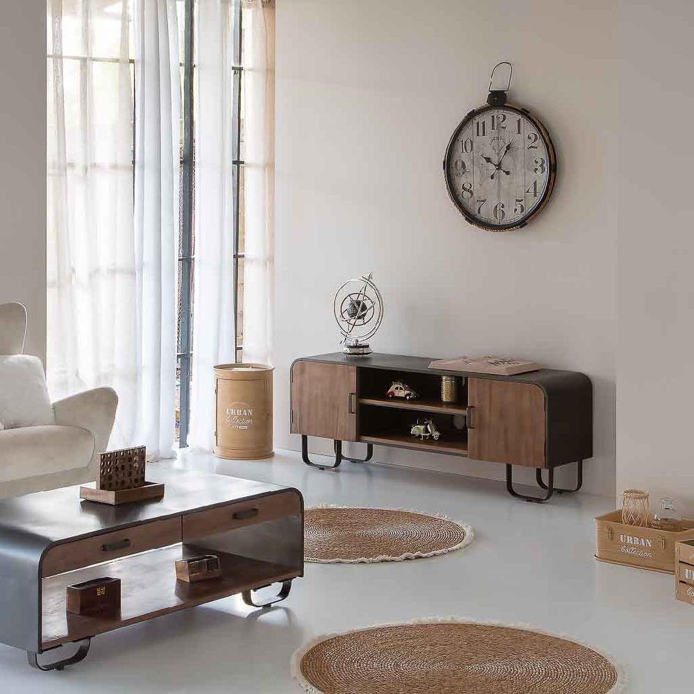 Creaciones meng MUEBLE - MUEBLE AUXILIAR - kit mueble bajo de madera y metal negro Precio ultrabajo