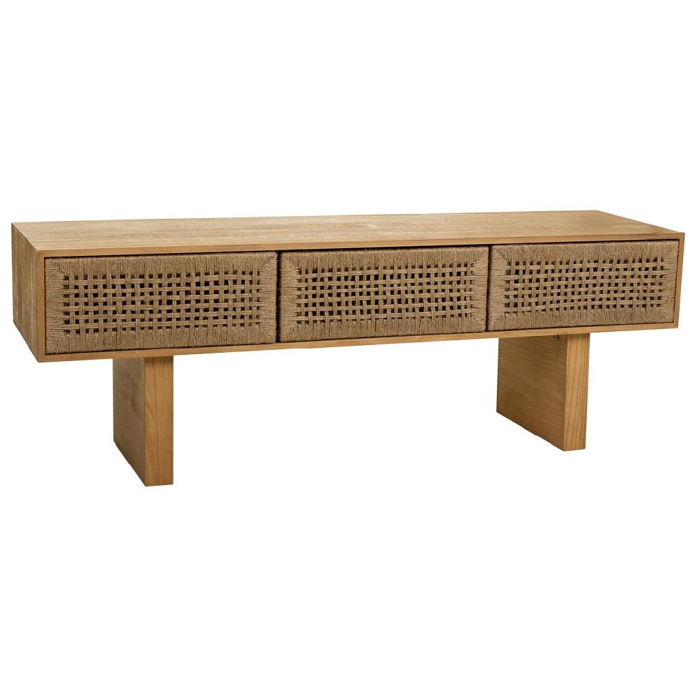 Creaciones meng MUEBLE - MUEBLE AUXILIAR - mueble bajo de madera y cuerda trenzada