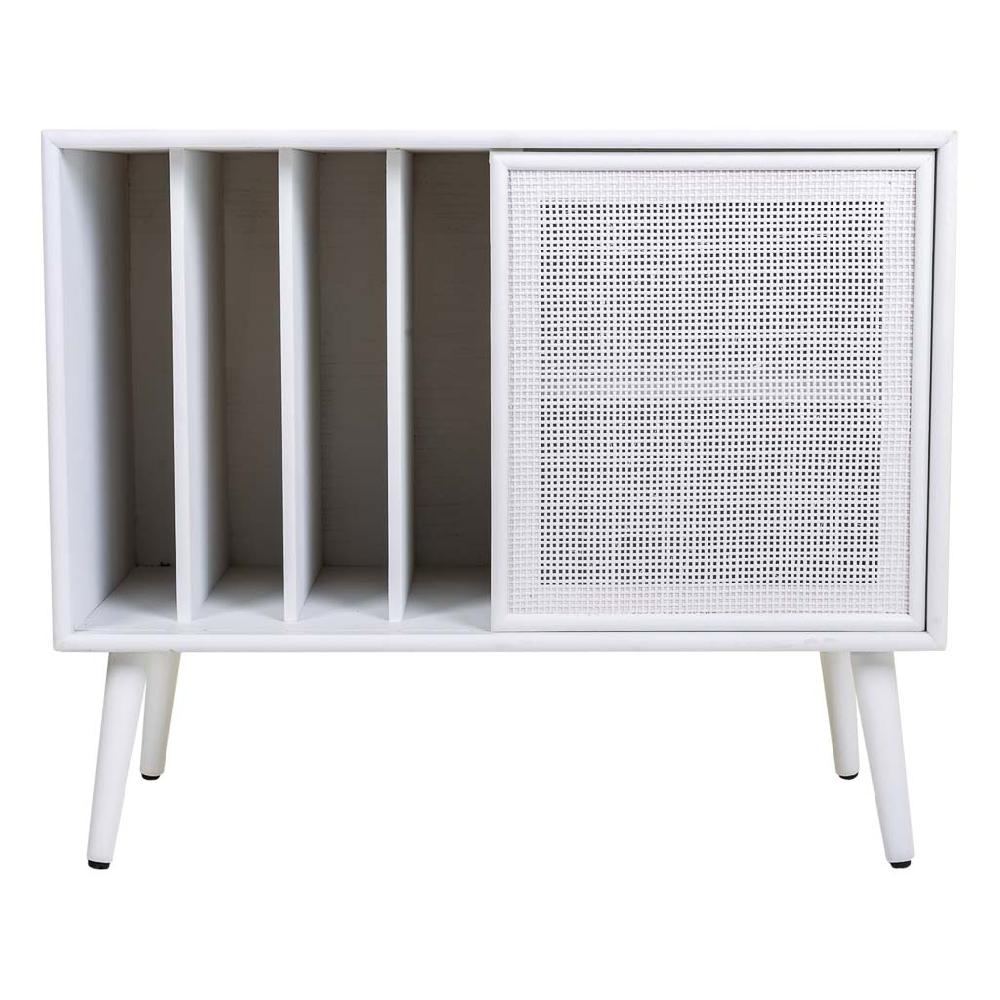 Creaciones meng MUEBLE - MUEBLE AUXILIAR - mueble bajo de madera y rejilla en blanco Venta caliente