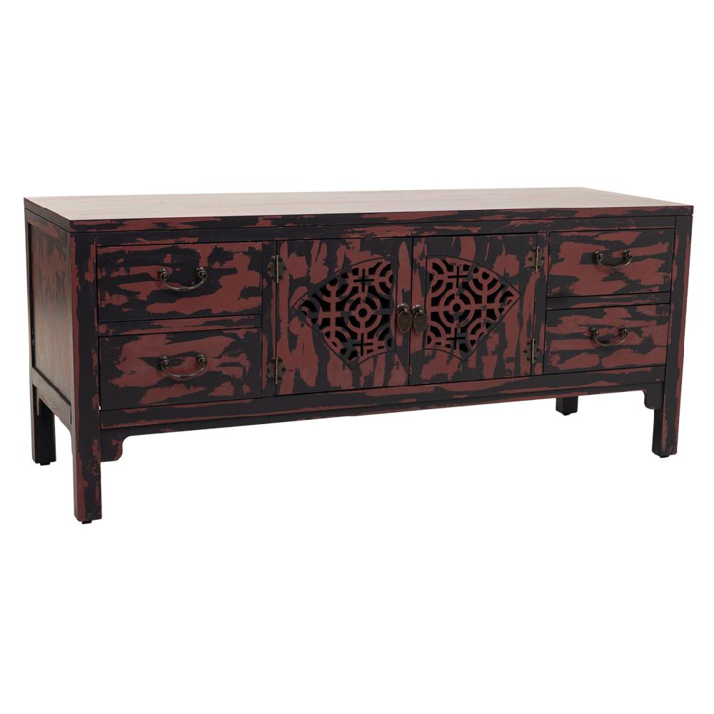 Creaciones meng MUEBLE - MUEBLE AUXILIAR - mueble bajo de madera 2 puertas y cajones