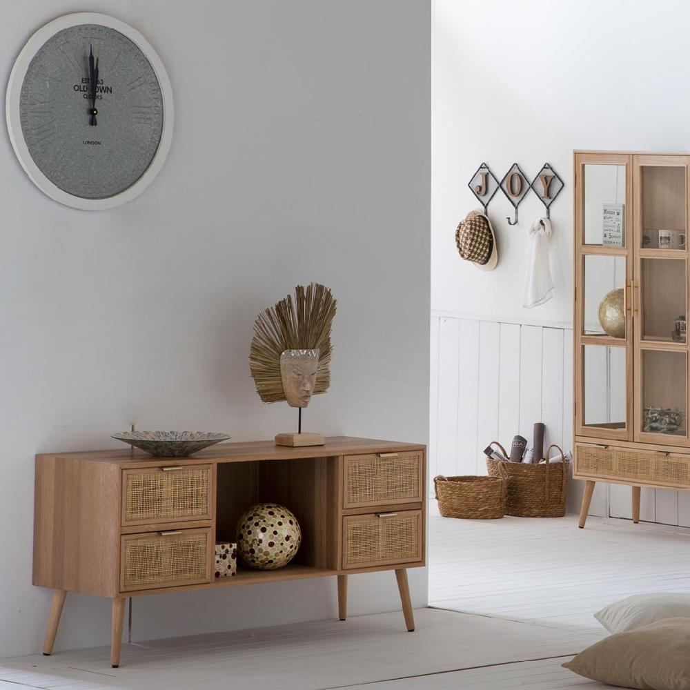 Creaciones meng MUEBLE - MUEBLE AUXILIAR - mueble bajo de madera y rejilla Rebajas online
