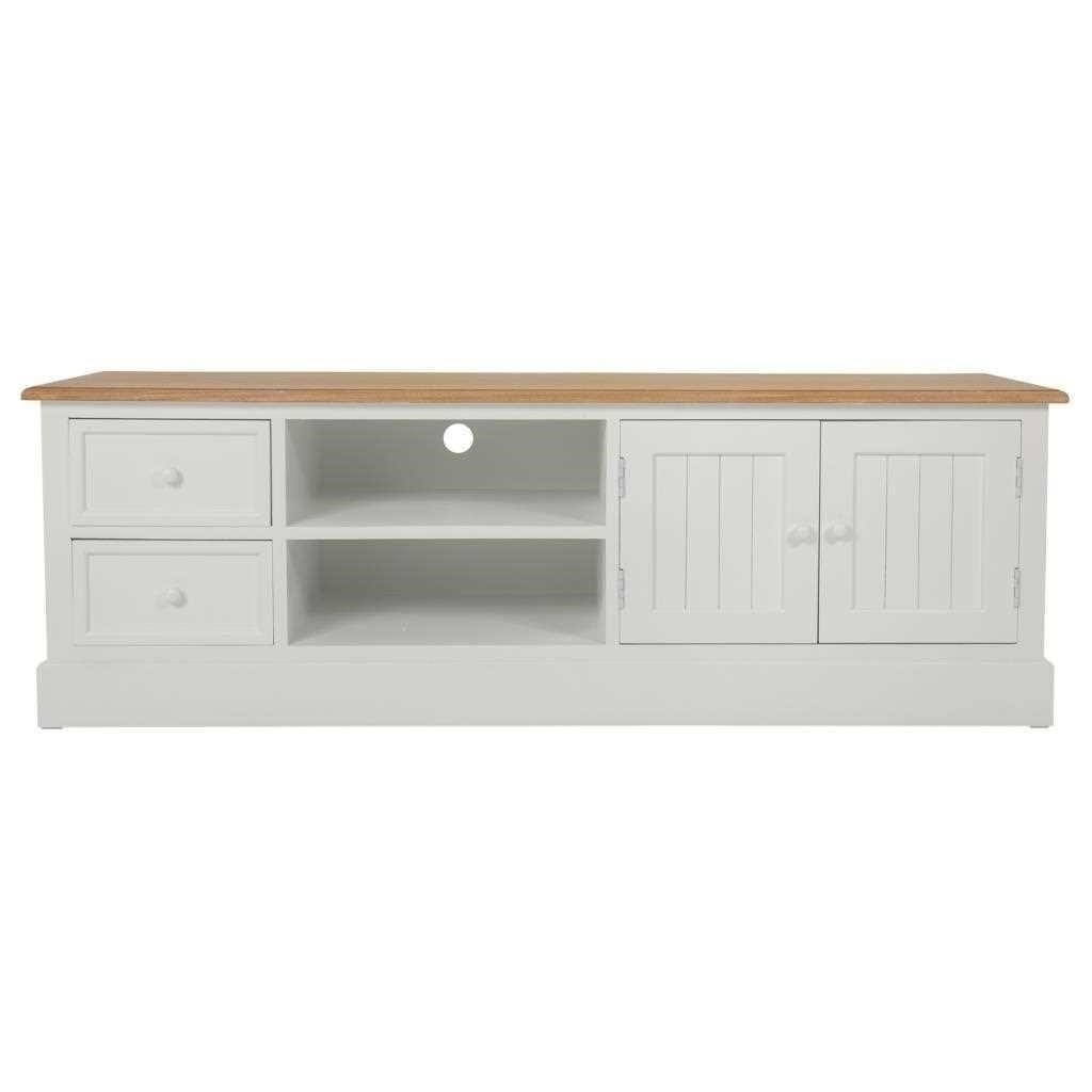 Creaciones meng MUEBLE - MUEBLE AUXILIAR - mueble bajo de madera lac blanco y natural Envío gratis