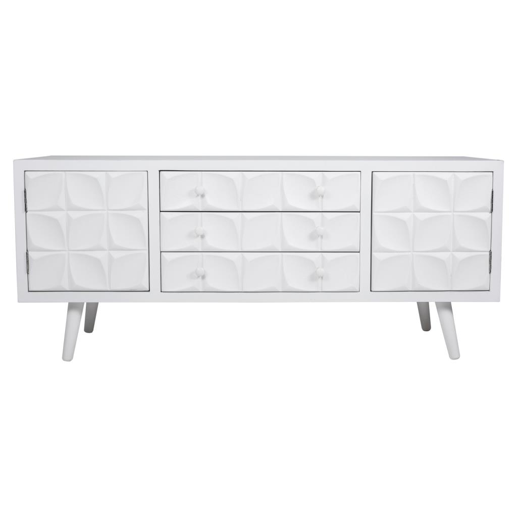 Creaciones meng MUEBLE - MUEBLE AUXILIAR - kit mueble bajo de madera blanco con 2 puertas y 3 cajones Oferta especial