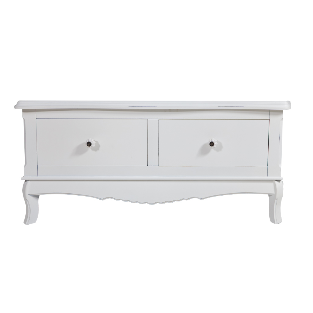 Creaciones meng MUEBLE - MUEBLE AUXILIAR - mueble bajo de madera lac blan. 2 caj Envío gratis