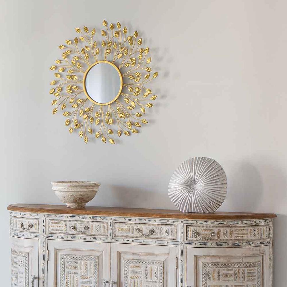 Creaciones meng MUEBLE - ESPEJOS - espejo redondo de pared de metal dorado Outlet online