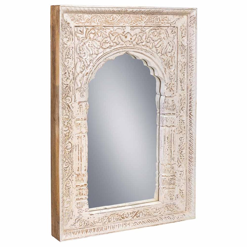 Creaciones meng MUEBLE - ESPEJOS - espejo de madera y cristal acabado artesanal blanco