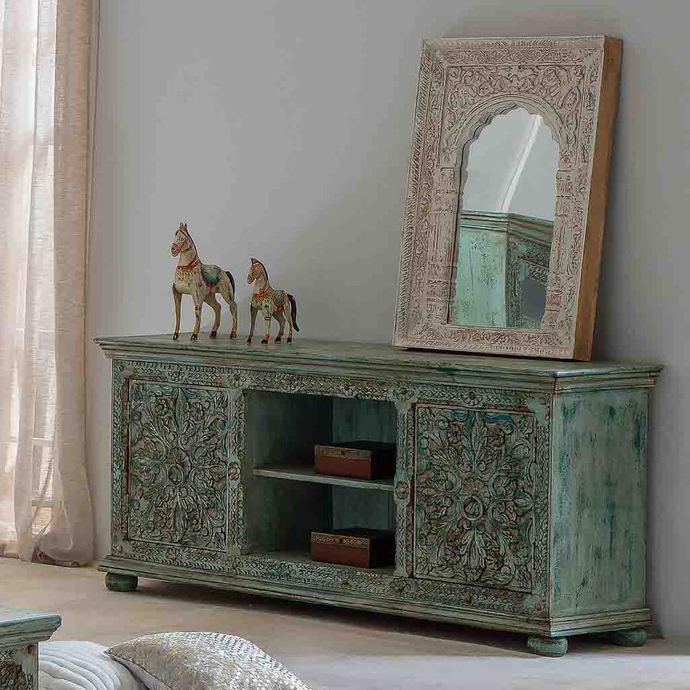Creaciones meng MUEBLE - ESPEJOS - espejo de madera y cristal acabado artesanal blanco Ofertas