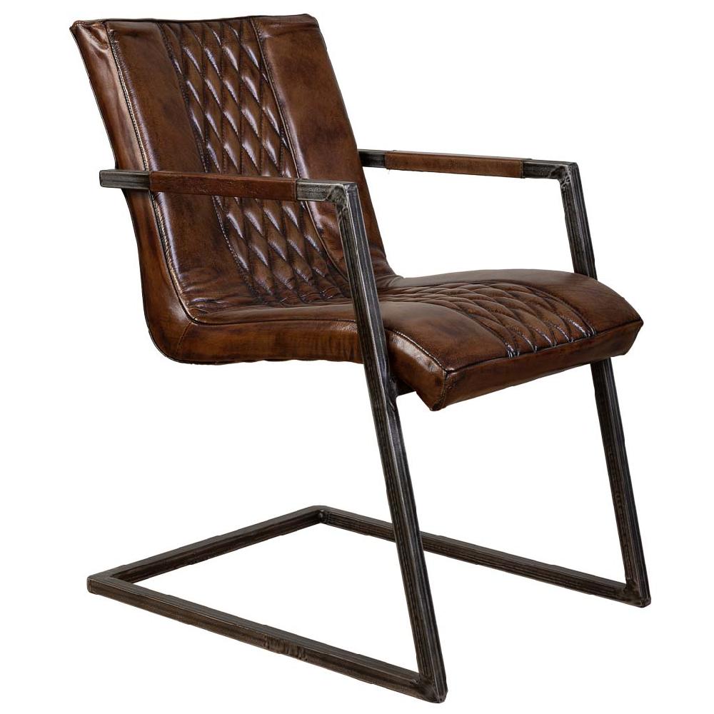 Creaciones meng MUEBLE - SILLAS - silla de metal y piel marron