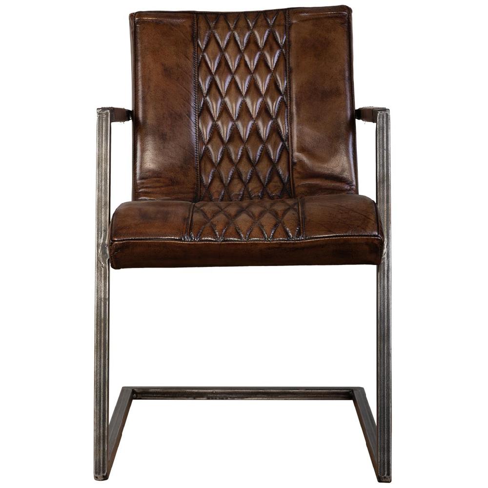 Creaciones meng MUEBLE - SILLAS - silla de metal y piel marron Los más vendidos