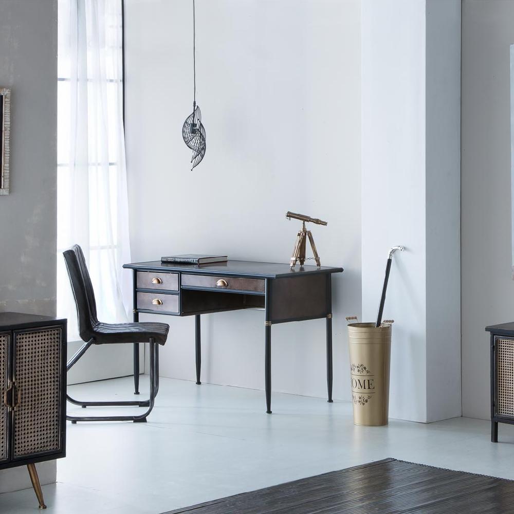 Creaciones meng MUEBLE - SILLAS - silla de metal y piel Precios de Black Friday