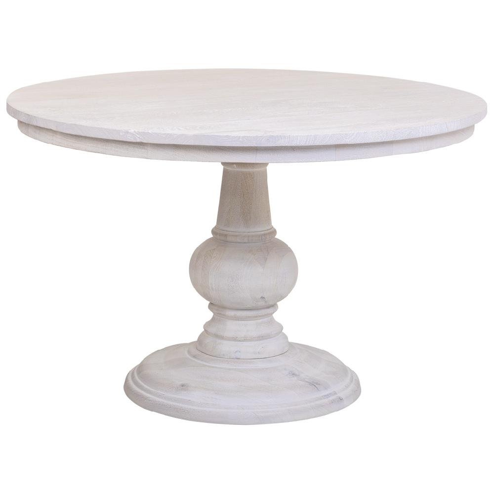 Creaciones meng MUEBLE - MESAS - mesa de comedor redonda de madera de mango acabado color blanco antiguo