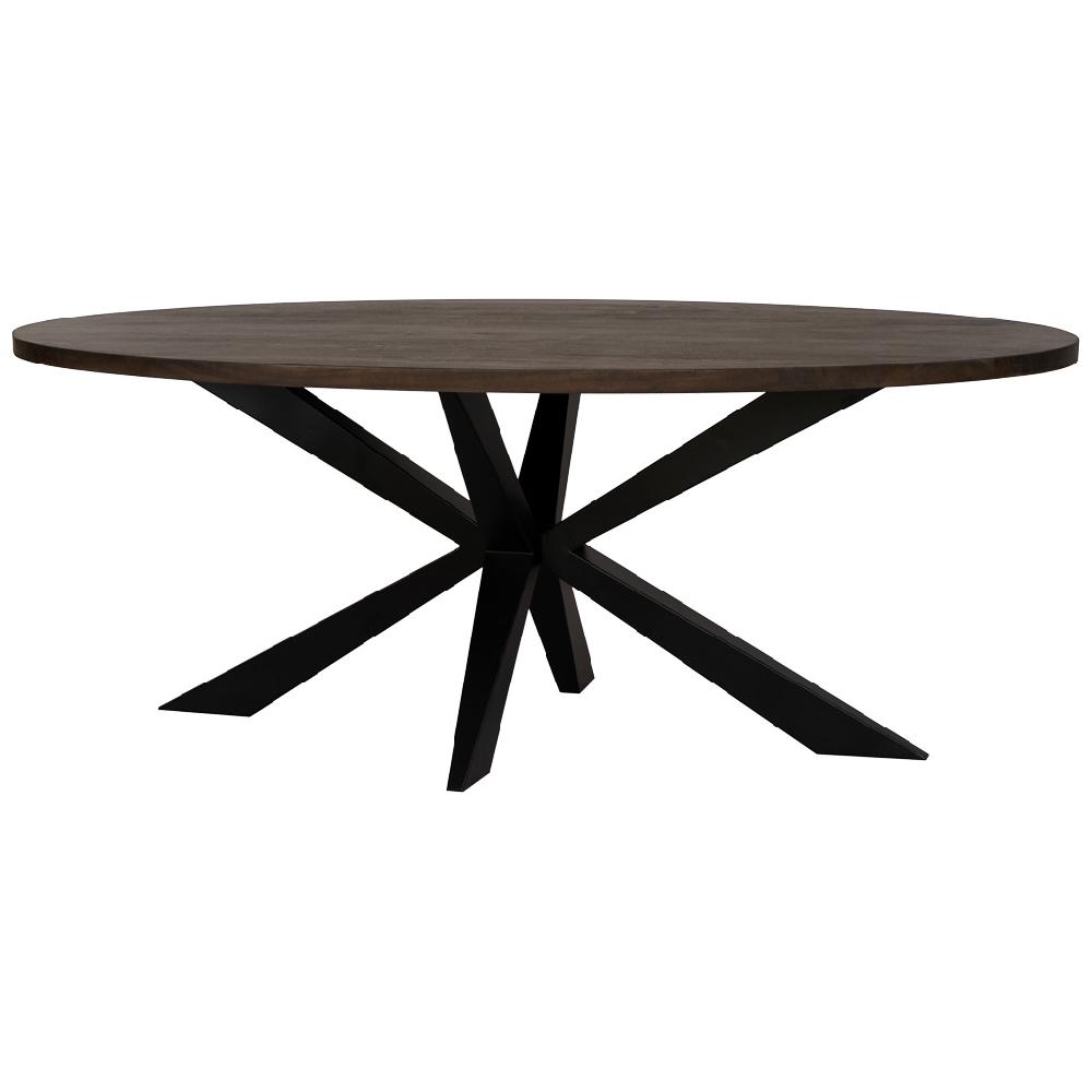 Creaciones meng MUEBLE - MESAS - mesa de comedor ovalada con pata araña suiza acabado de madera de mango color nogal oscuro
