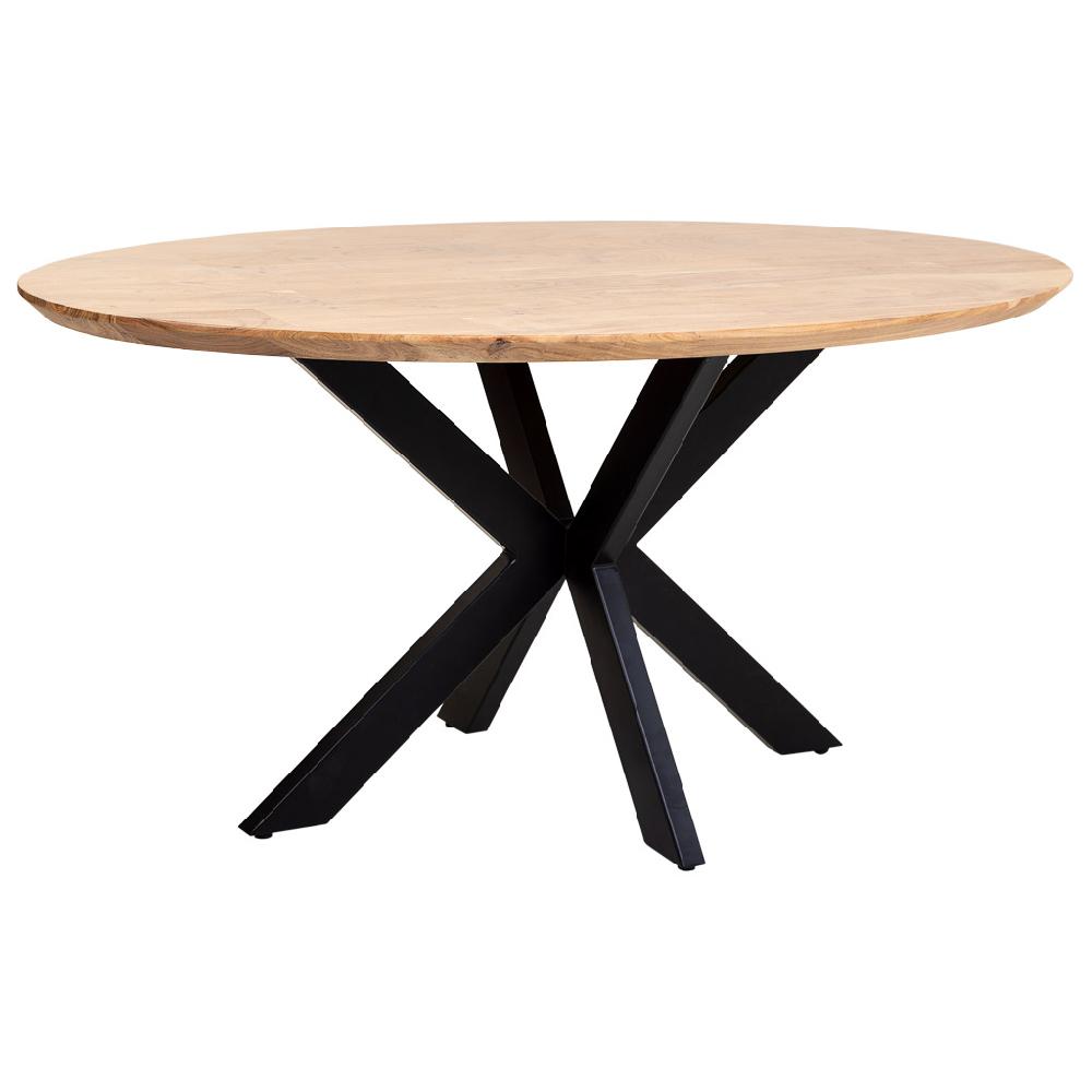 Creaciones meng MUEBLE - MESAS - mesa de comedor ovalada borde suizo de madera de acacia acabado color natural