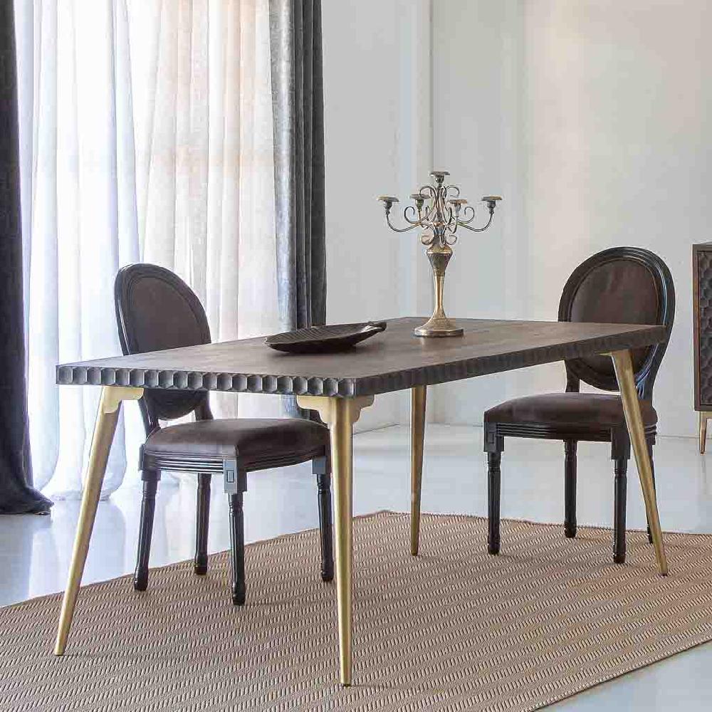 Creaciones meng MUEBLE - MESAS - mesa rectangular de madera y metal marron Rebajas top