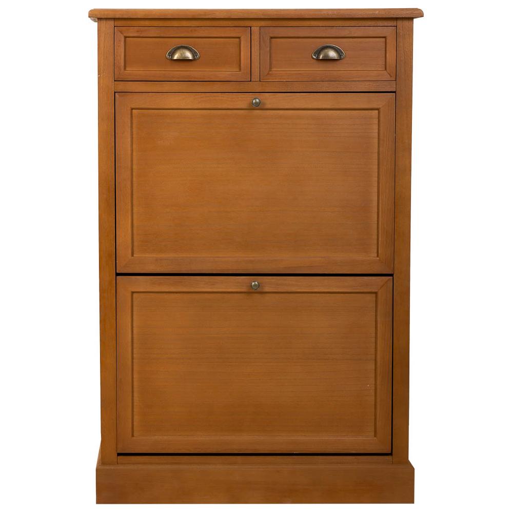 Creaciones meng MUEBLE - ZAPATEROS - mueble zapatero de madera con 2 puertas y 2 cajones marron Solo hoy