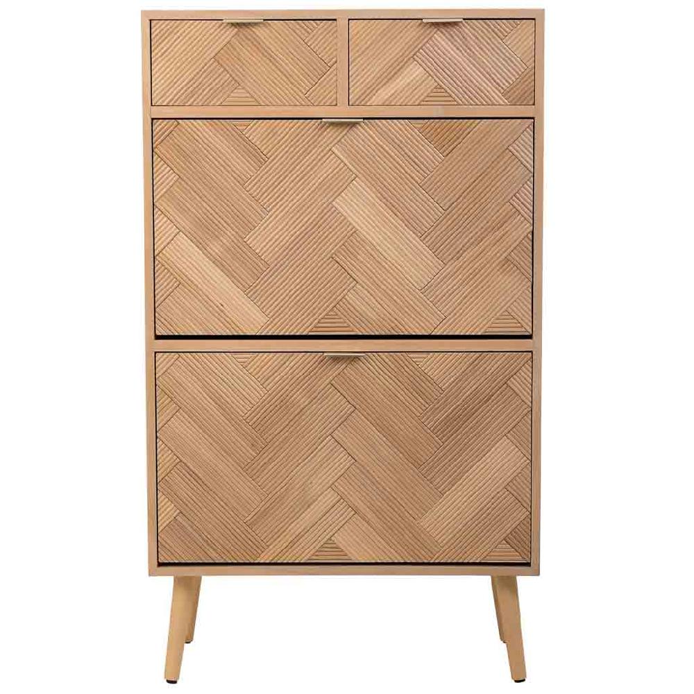 Creaciones meng MUEBLE - ZAPATEROS - mueble zapatero de madera con 2 puertas y 2 cajones marron Promoción trimestral