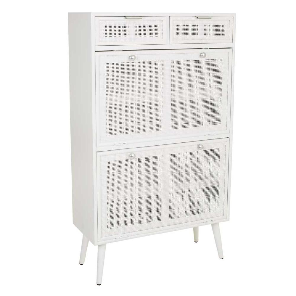 Creaciones meng MUEBLE - ZAPATEROS - mueble zapatero de madera y rejilla en blanco