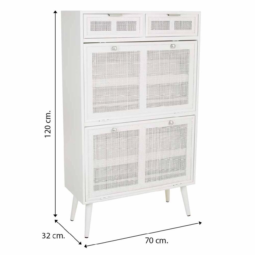Creaciones meng MUEBLE - ZAPATEROS - mueble zapatero de madera y rejilla en blanco Tienda de fábrica