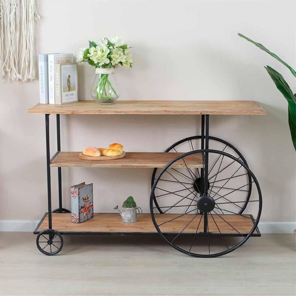 Creaciones meng MUEBLE - RECIBIDORES - recibidor de madera y metal lac negro con 2 baldas Oferta especial