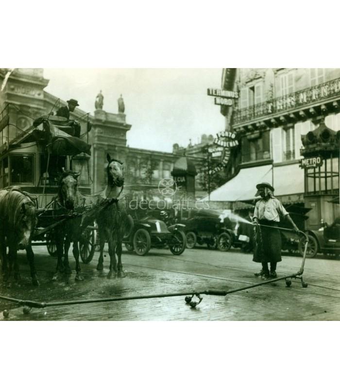 Decoratt Omnibus de caballos en Gare du Nord Paris 1910 Devoluciones gratuitas