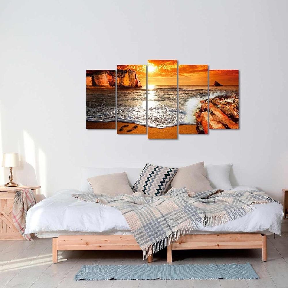 Dekoarte Cuadro Tríptico Paisaje Playa - Decoración de Estilo Costero Promoción trimestral