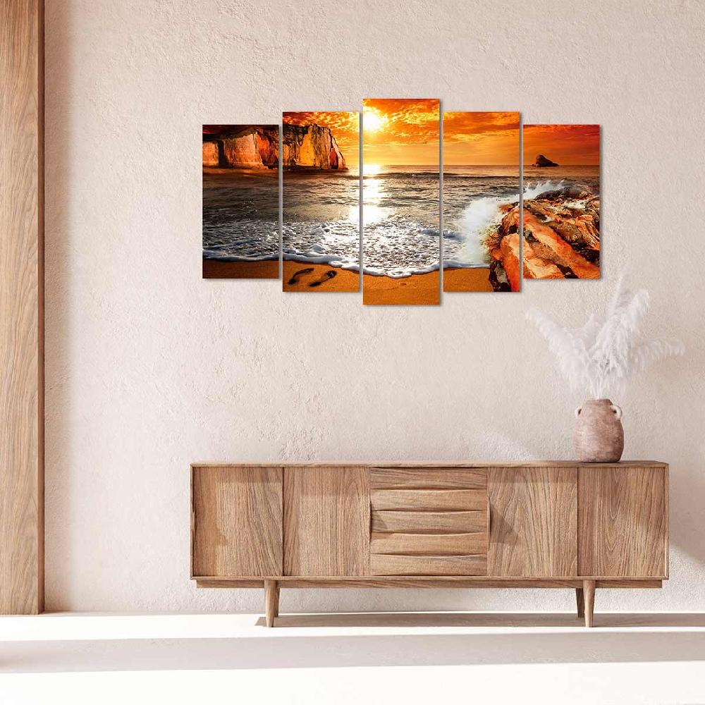 Dekoarte Cuadro Tríptico Paisaje Playa - Decoración de Estilo Costero Promoción trimestral