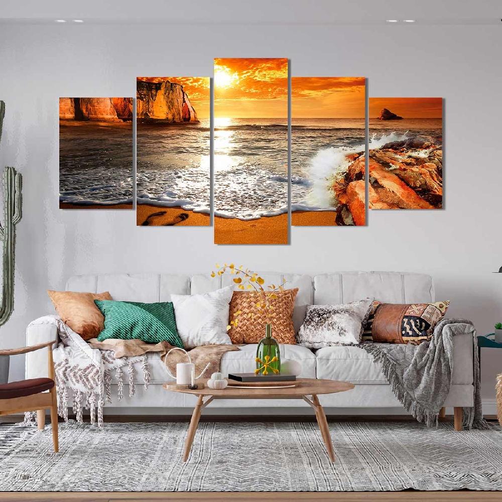 Dekoarte Cuadro Tríptico Paisaje Playa - Decoración Costera Moderna Solo queda un día