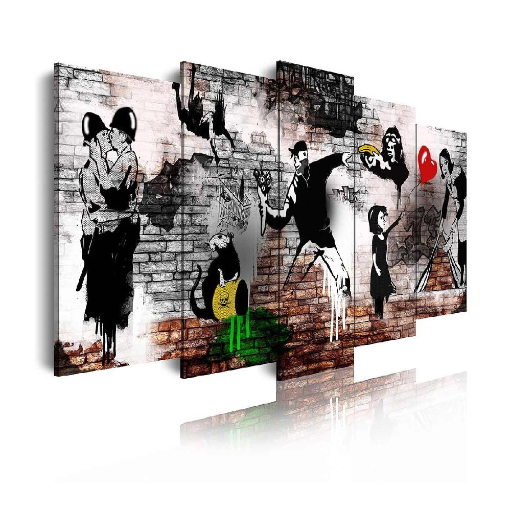 Dekoarte Cuadro en Lienzo Tríptico Adaptación de Bansky