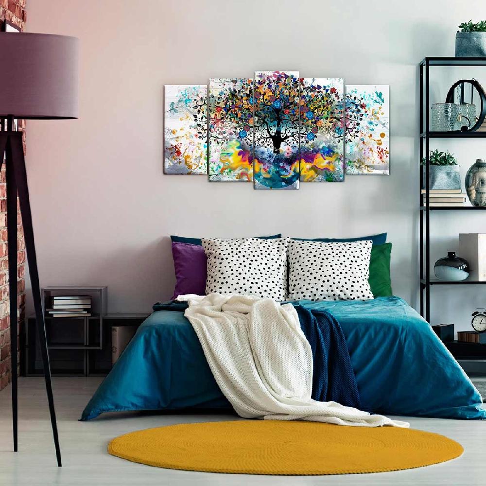 Dekoarte Cuadro en Lienzo Tríptico Árbol Multicolor sobre Fondo Blanco Descuentos del mes