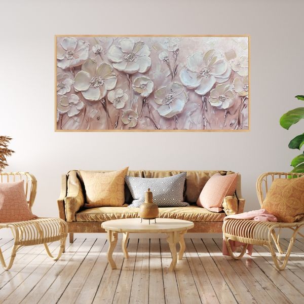 Dekoarte Cuadro pintado a mano textura floral Ventas relámpago