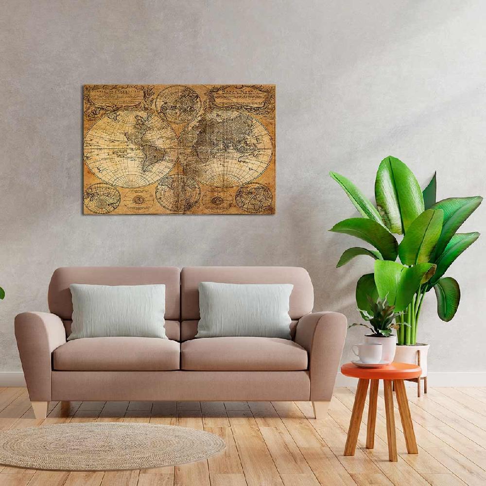 Dekoarte Cuadro Vintage Mapa del Mundo - Decoración para Salón Tienda