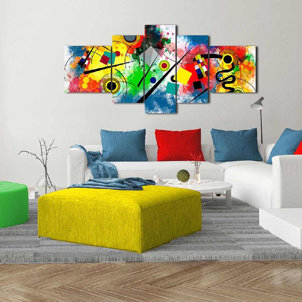 Dekoarte Cuadro en Lienzo Tríptico de Arte Moderno Kandisky Solo hoy