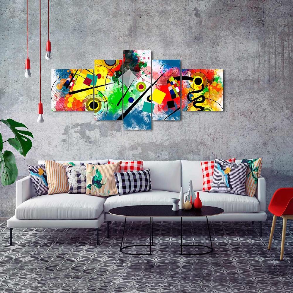 Dekoarte Cuadro en Lienzo Tríptico de Arte Moderno Kandisky Solo hoy