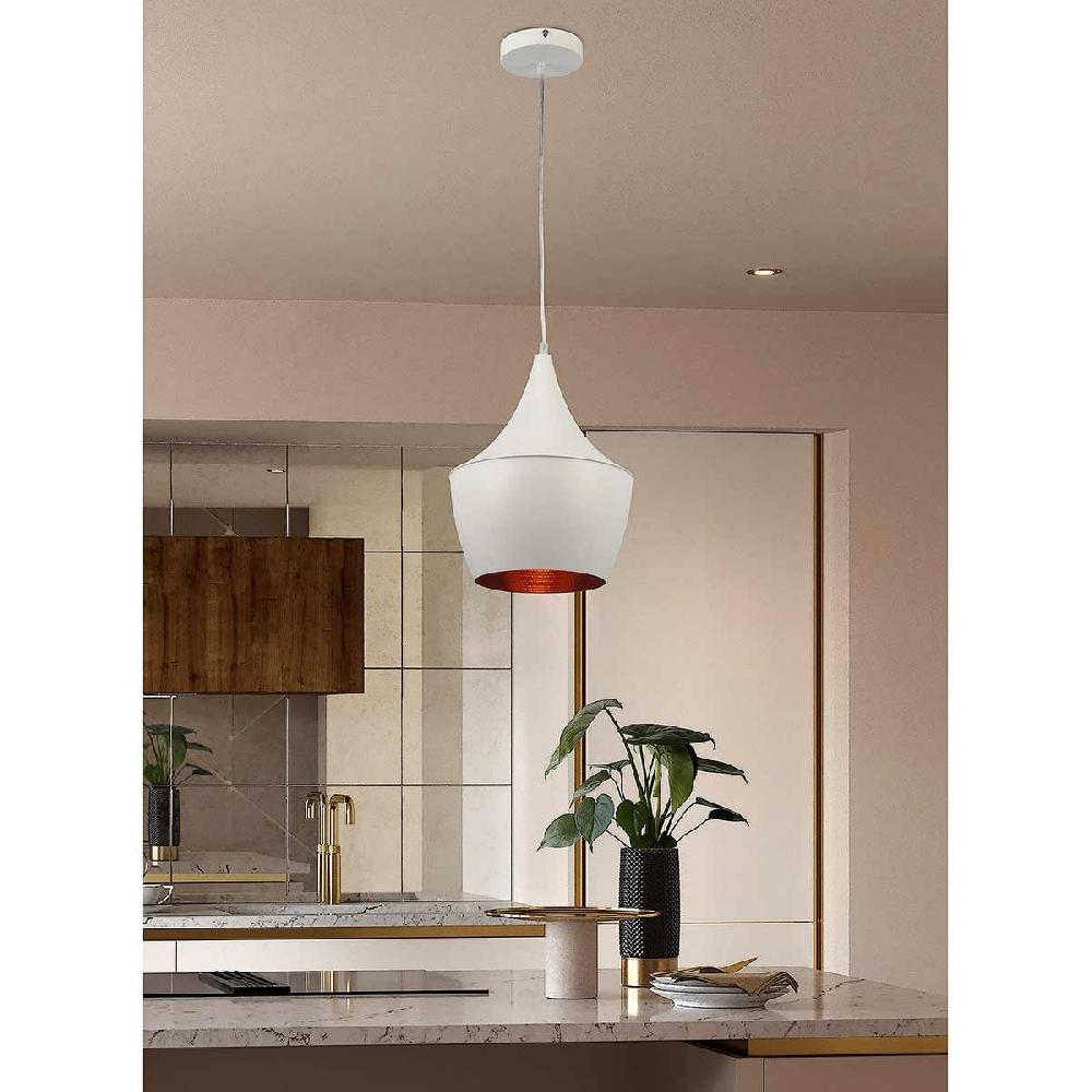 Dekoarte Lámpara Colgante Estilo Cáliz Color Blanco y Dorado A+ Oferta exclusiva