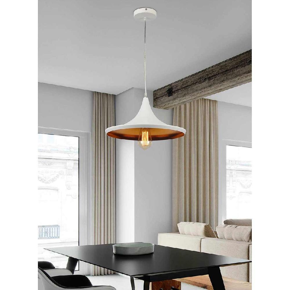Dekoarte Lámpara Colgante Minimalista Blanco y Dorado - Estilo Campana Descuento por venta flash