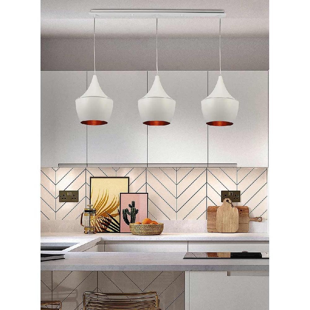 Dekoarte Trío de lámparas Colgantes Estilo Cáliz Color Blanco y Dorado A+ Ofertas de temporada