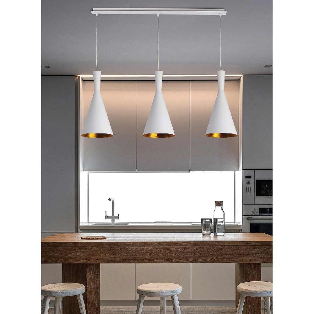 Dekoarte Trío de Lámparas Colgantes Blancas y Doradas - Minimalistas Ofertas especiales