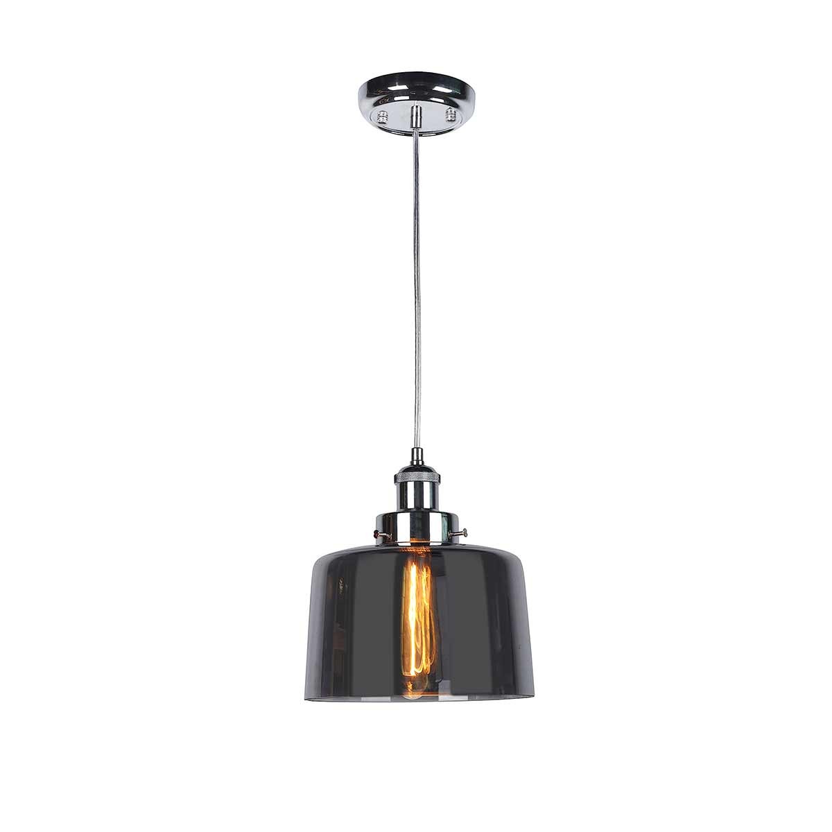 Dekoarte Lámpara Colgante Cristal Estilo Minimalista Color Ambar y Cuero A+