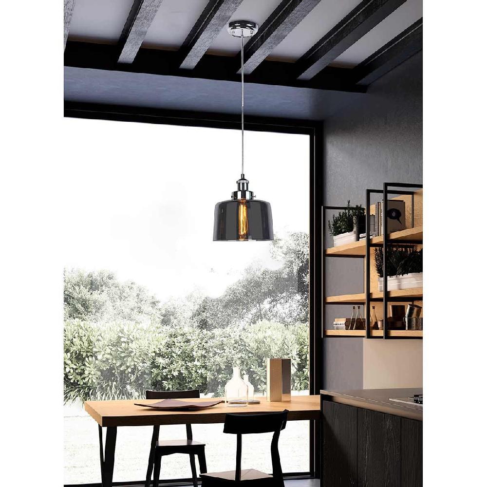 Dekoarte Lámpara Colgante Cristal Estilo Minimalista Color Ambar y Cuero A+ En línea
