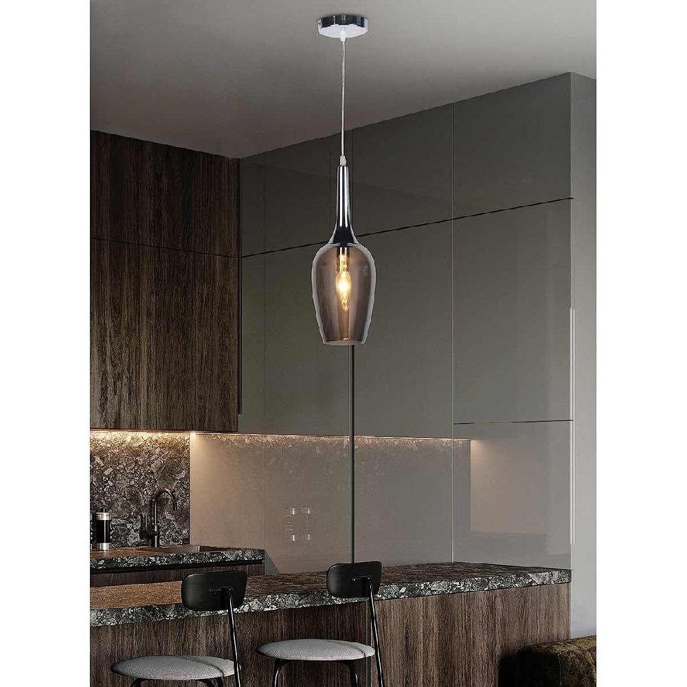 Dekoarte Lámpara Colgante Cristal Estilo Minimalista Color Cromo y Fumé A+ Outlet