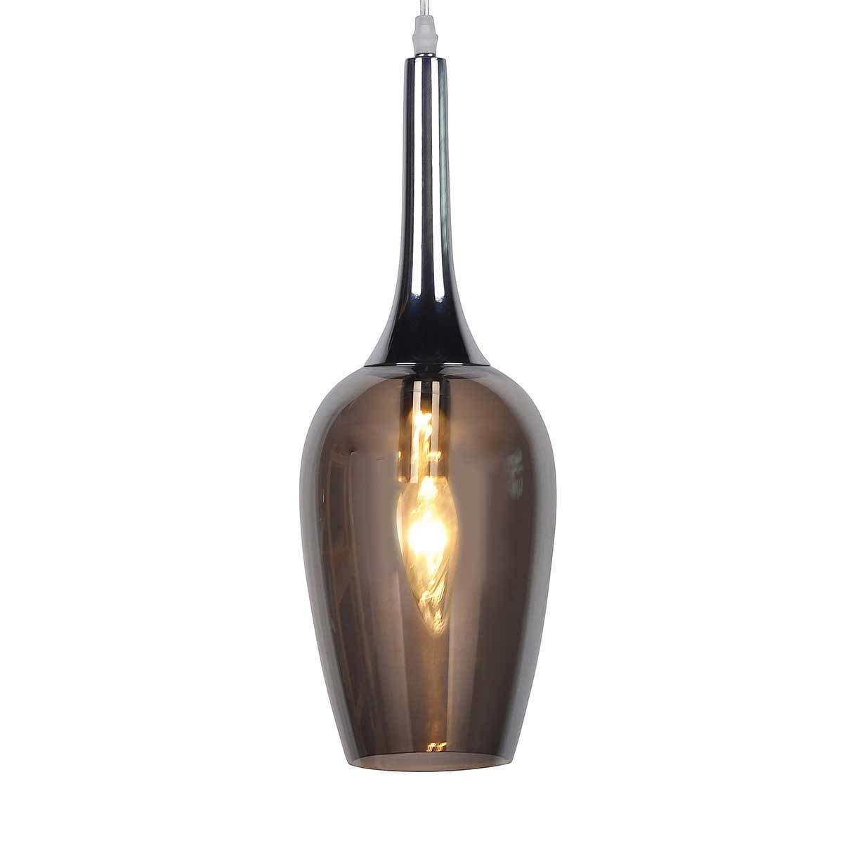 Dekoarte Lámpara Colgante Cristal Estilo Minimalista Color Cromo y Fumé A+ Outlet