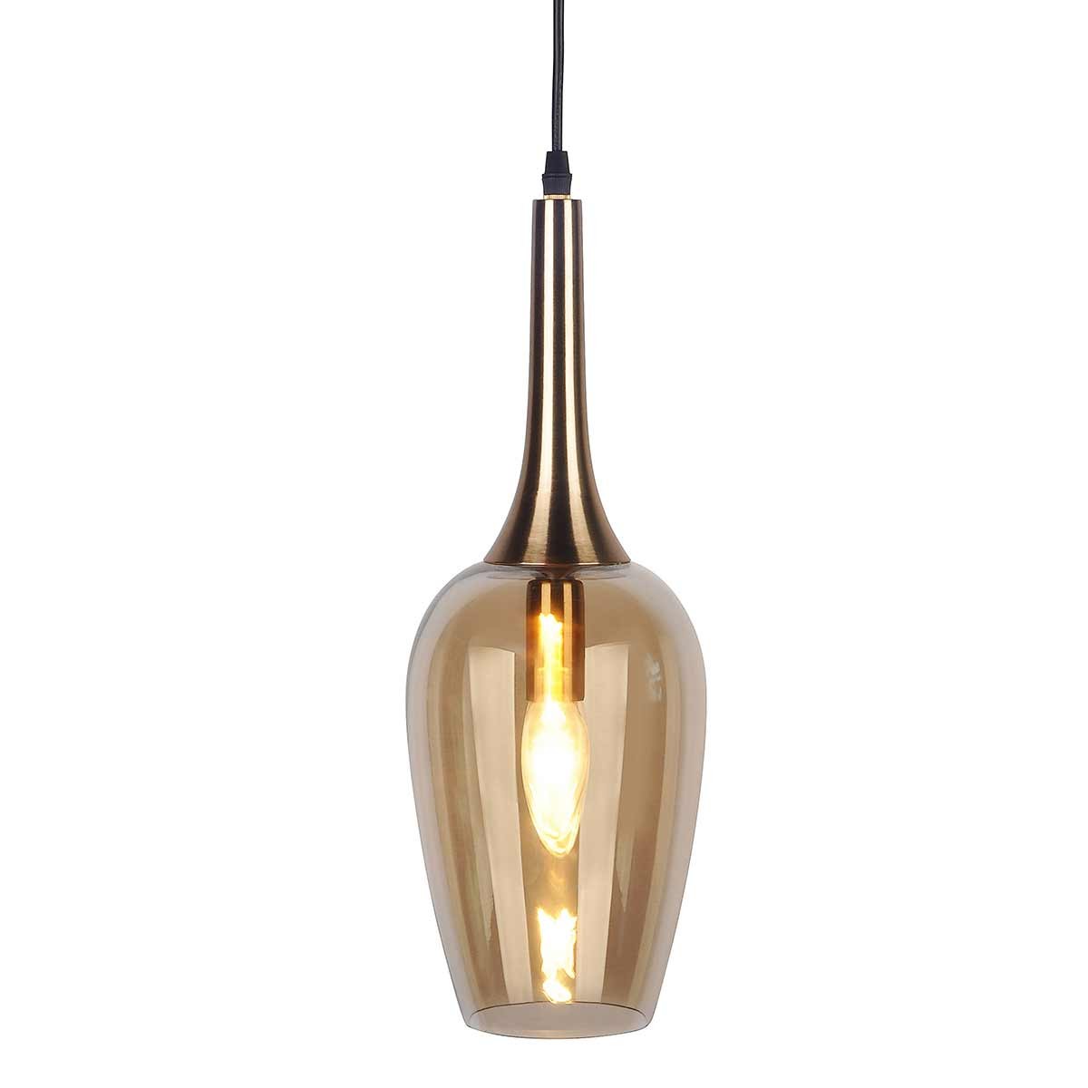 Dekoarte Lámpara Colgante Cristal Estilo Copa Color Cromo y Fumé A+ Rebajas