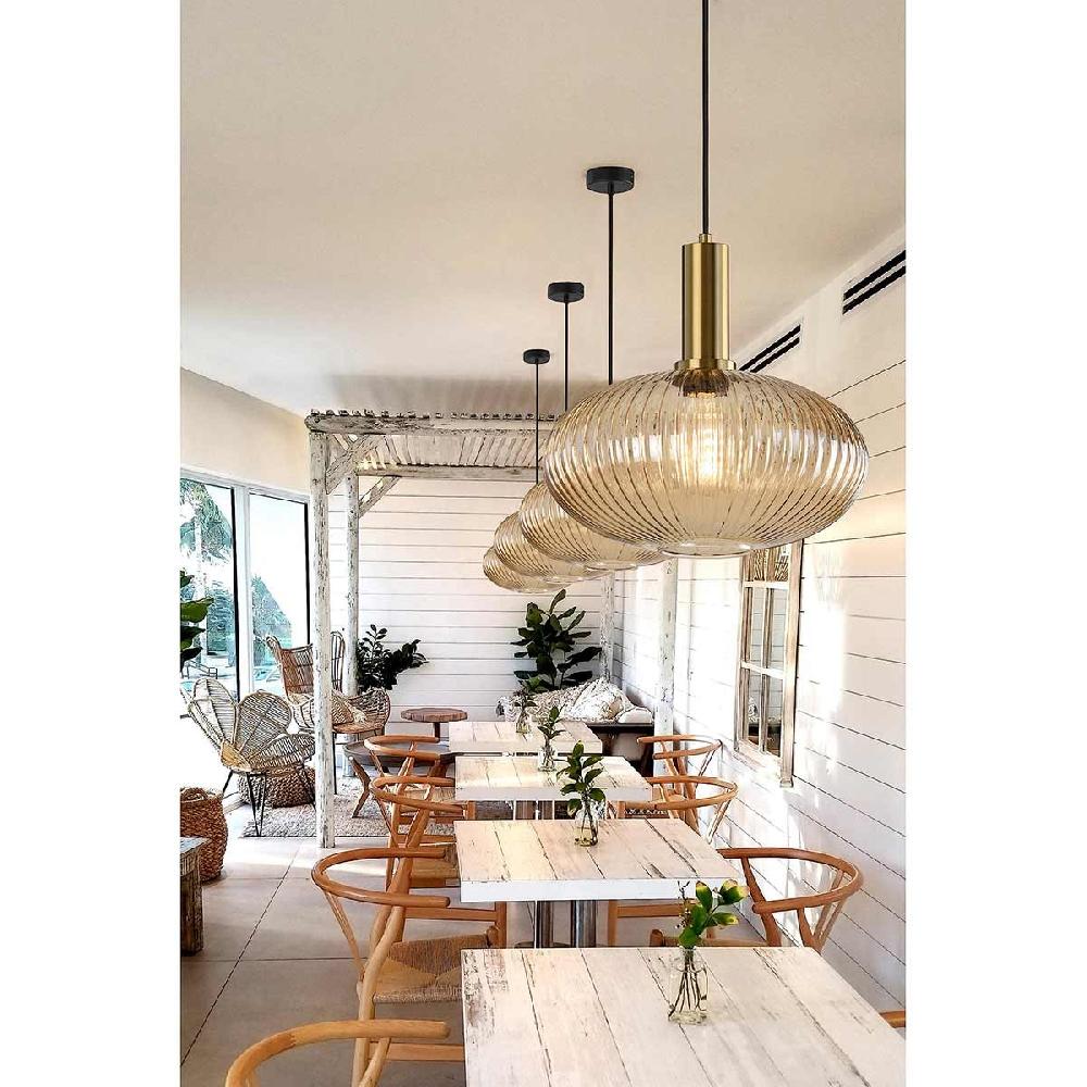 Dekoarte Lámpara Colgante Cristal Estilo Clásico Colores Dorado y Ambar A+ En oferta